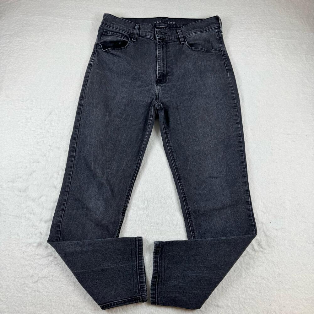 Mott & Bow Jeans Womens Size 31x28 Charcoal Gray Mom High Rise Stretch Denim